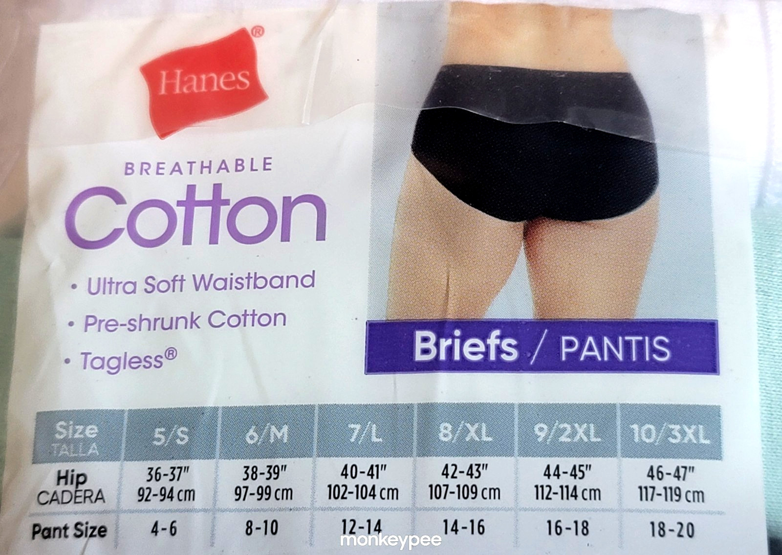 Hanes 10 PACK Tagless Breathable Cotton Full Coverage Wicking Briefs, 9/2XL