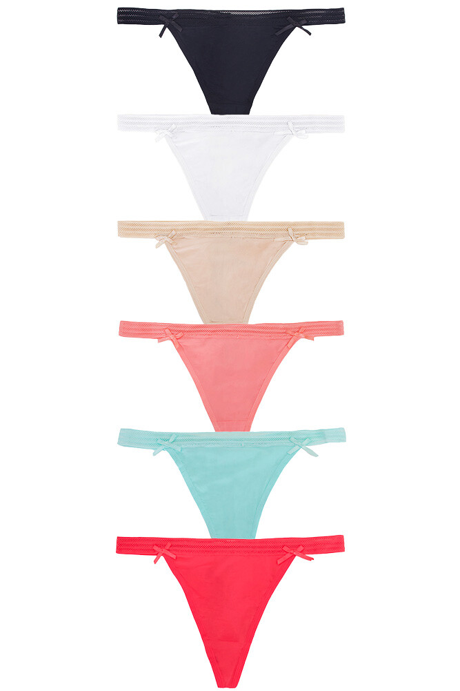 12 pack JENNIFER Women’s Stretch Sexy Strap Solid Color Thong Panty