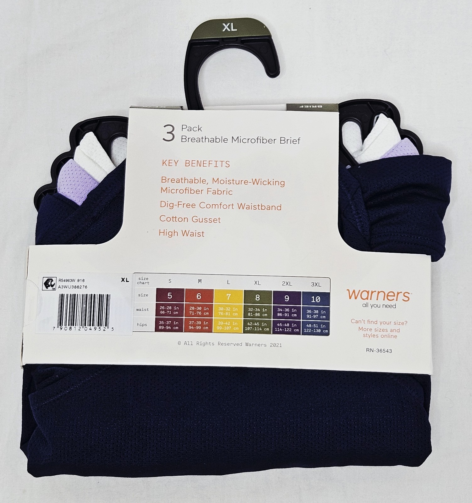 Warners Blissful Benefits Breathable Microfiber Brief 3 Pk Choose XL 2XL or 3XL