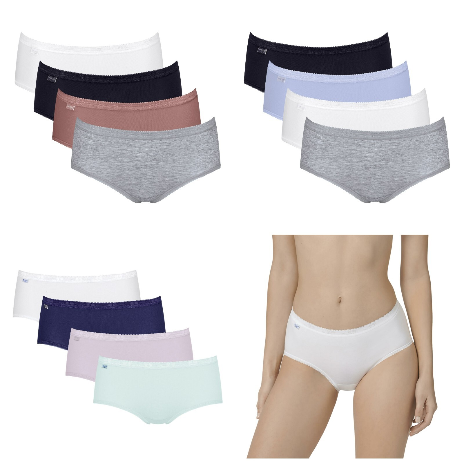 Sloggi Basic+ Midi Brief Knickers Pants 4 Pack 95% Cotton – 10071781 RRP £45.00