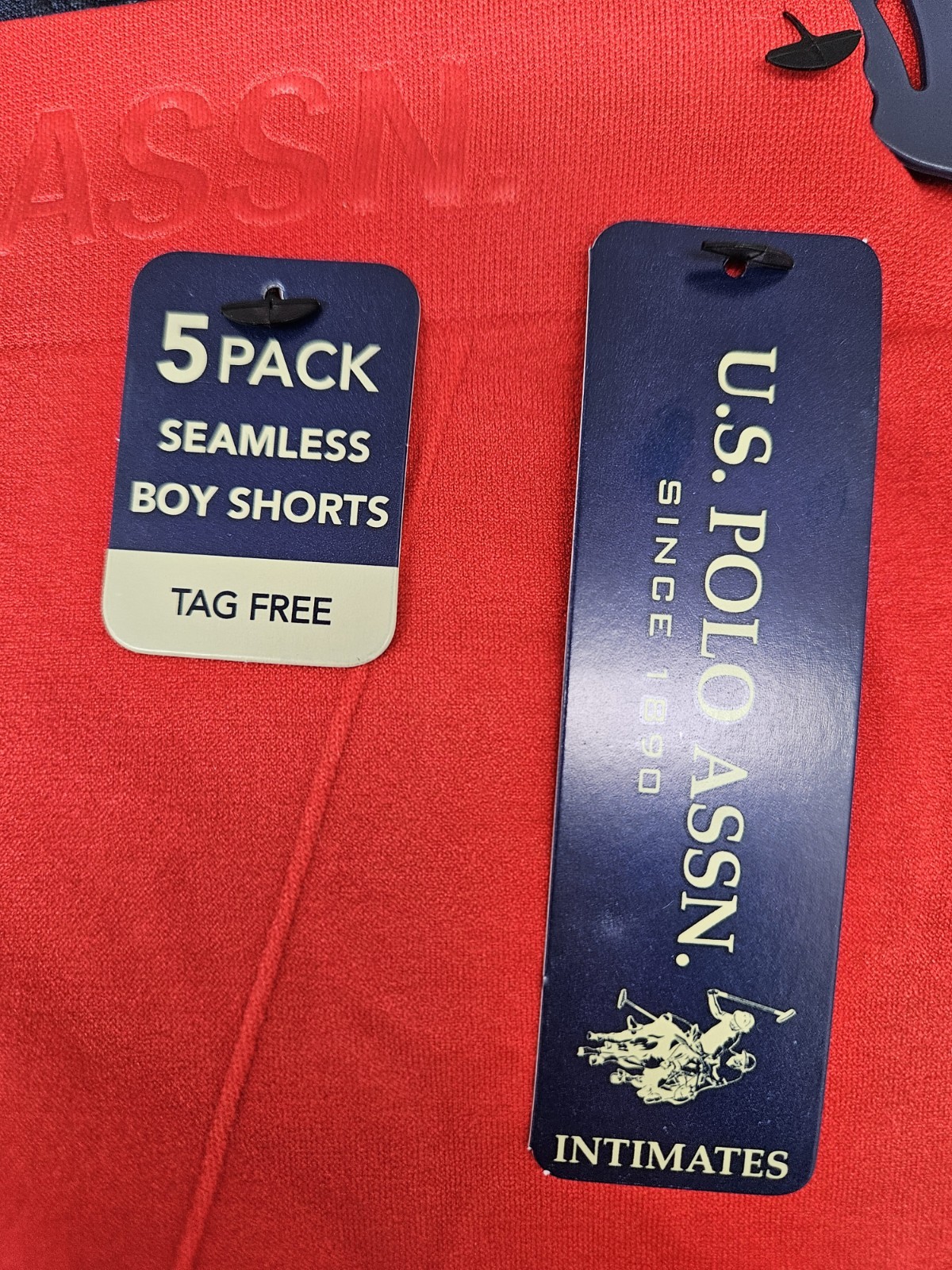 5 Pk US POLO ASSN Womens 1X 2X Seamless Logo Boy Shorts Gray Pink White Navy Red