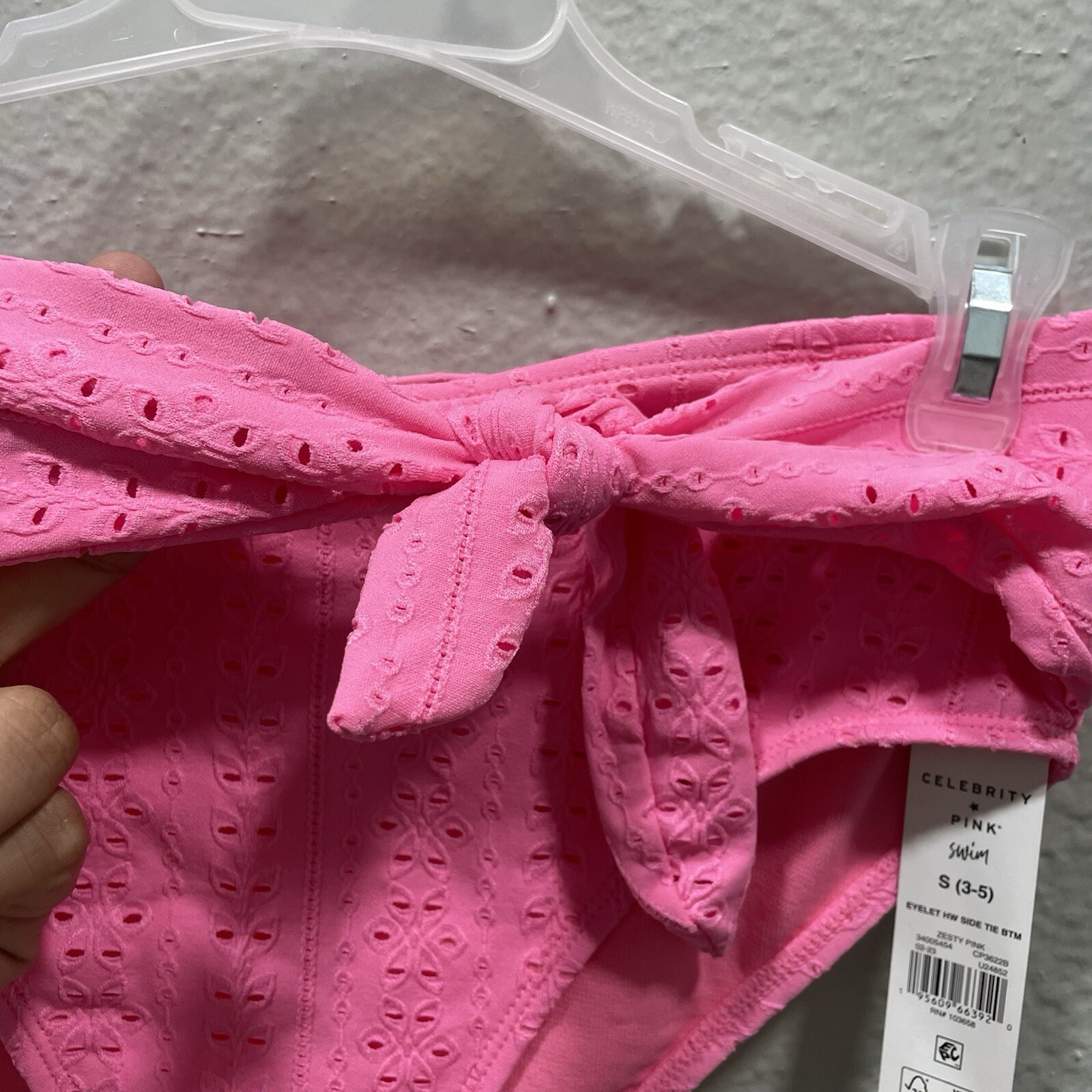 Celebrity Pink Swim NWT Pink Eyelet Side Tie Bottom Bikini Size S
