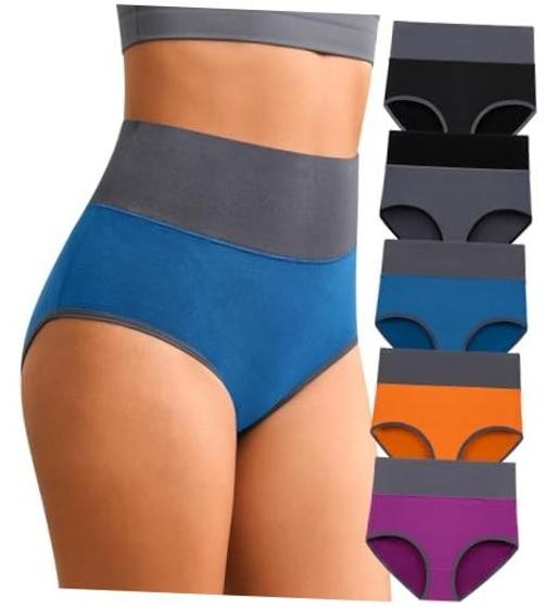 High Waisted Underwear for Women Tummy 5X-Large Multicoloured D – 5 Pack
