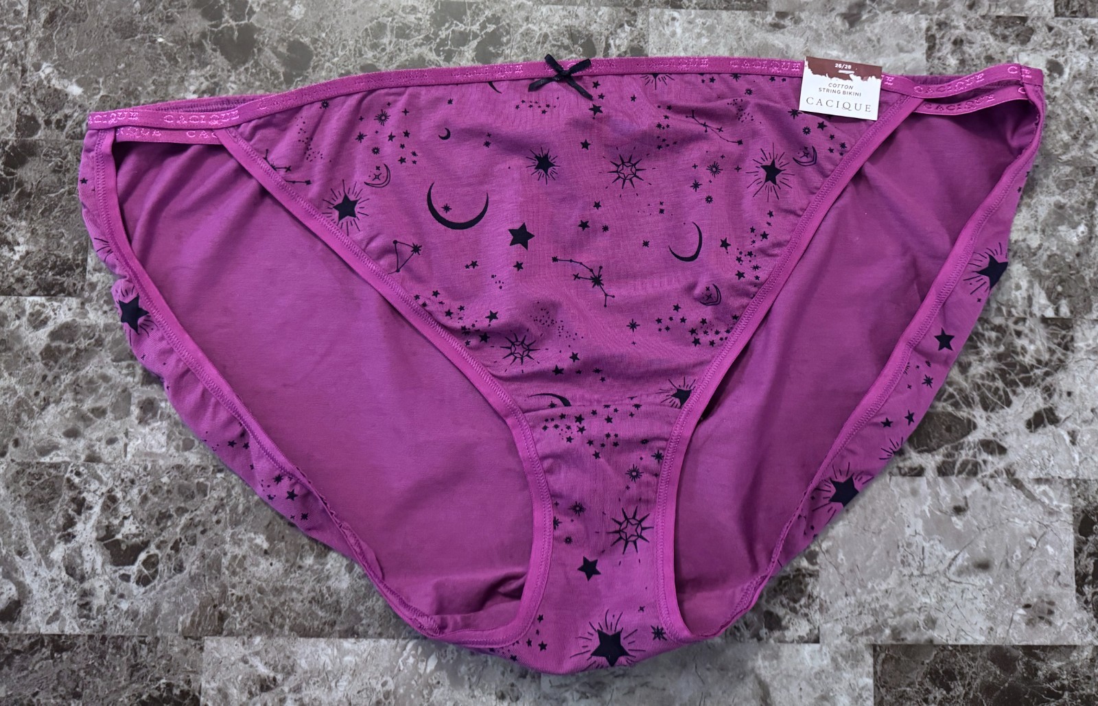 CACIQUE LANE BRYANT 26/28 STAR MOON GALAXY DOUBLE STRING STRAPPY BIKINI PANTIES
