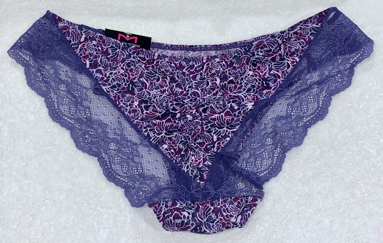 MAIDENFORM Comfort Devotion Batik Blossom Lace Back Tanga Panty Womens S 5 L XL