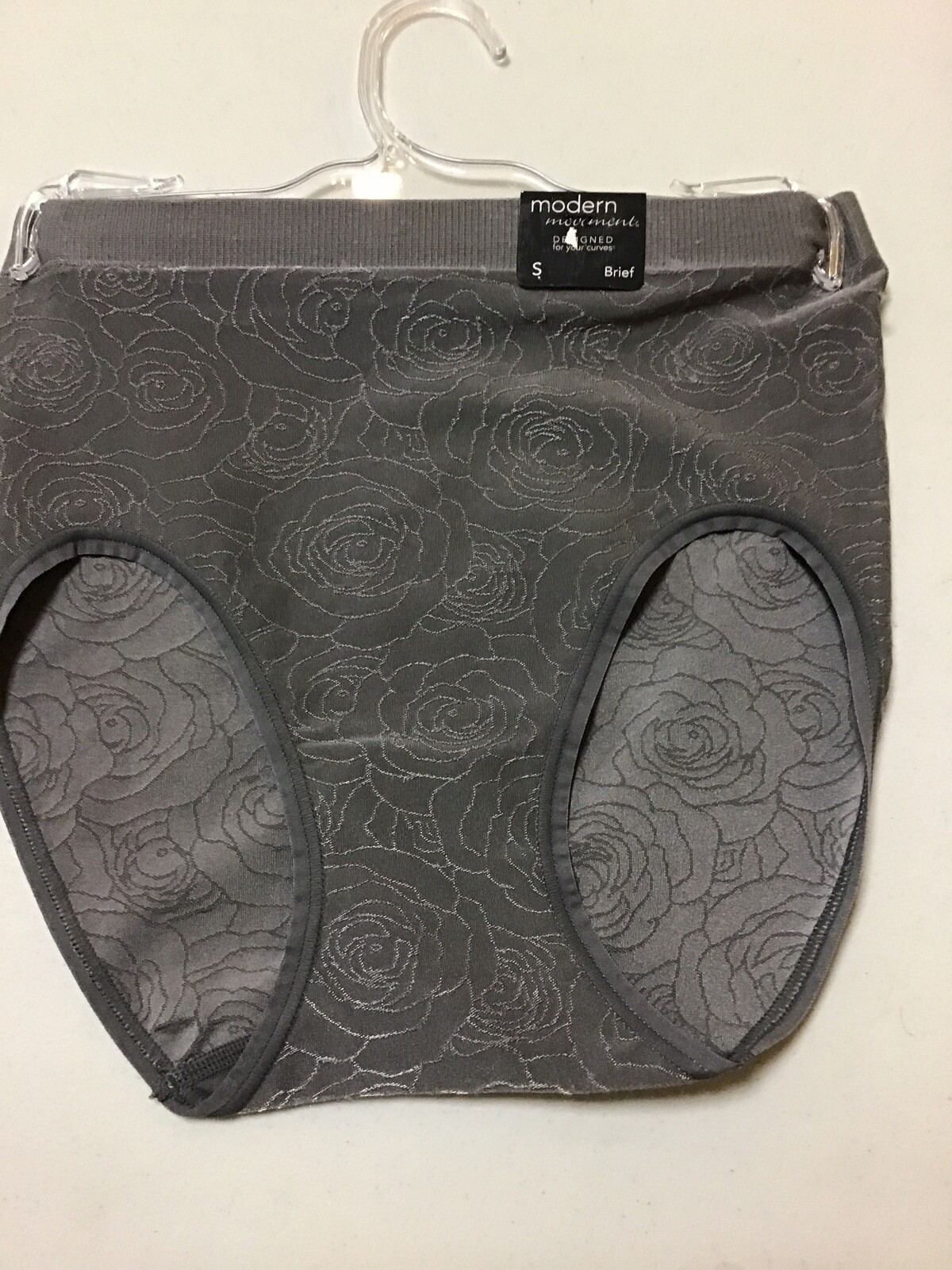 WOMENS PANTY MODERN MOVEMENT BRIEF GRAY FLORAL DESIGN 91% NYLON 9% SPANDEX