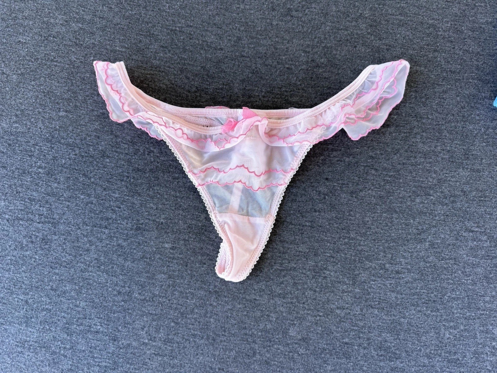Lace & Mesh Thong Lot 5 Pink Blue Red White Lingerie Bundle Sz M & 6 NWOT