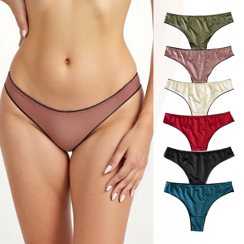 6 Pack Lot Sexy Ladies Womens Satin Panties Thongs Bikinis Underwear Lingeries