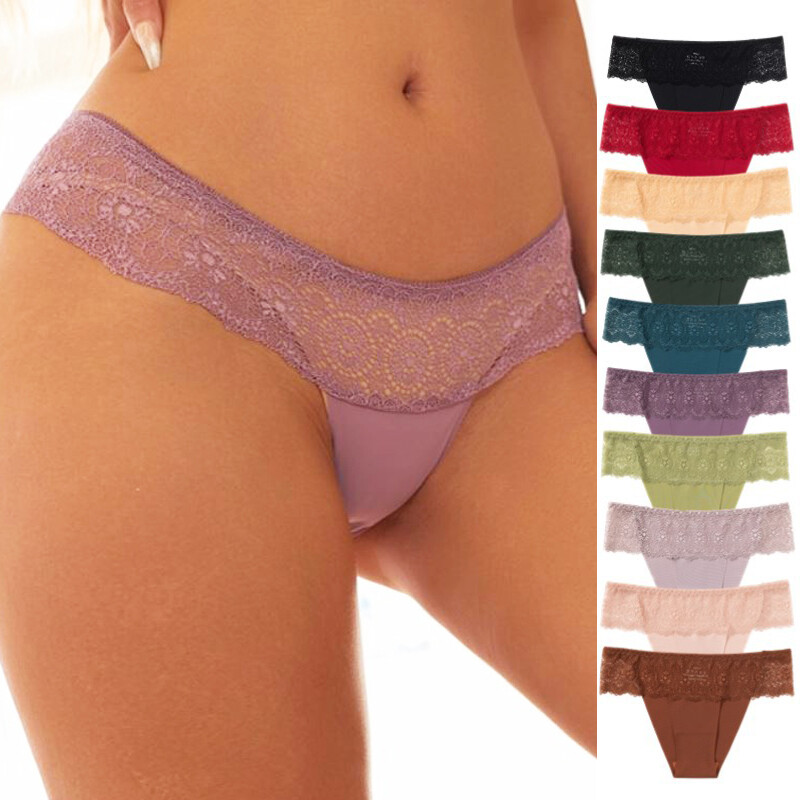 5 Pack Lot Sexy Womens Lace Low Waist Panties Briefs French Underwear Lingeries