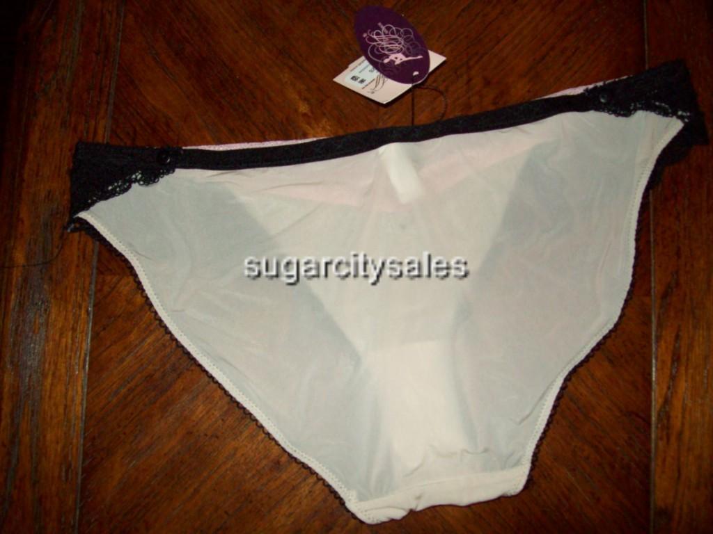 NWT PFIFF LACE TRIM BIKINI PANTIES PINK/BLK EPHP35 M