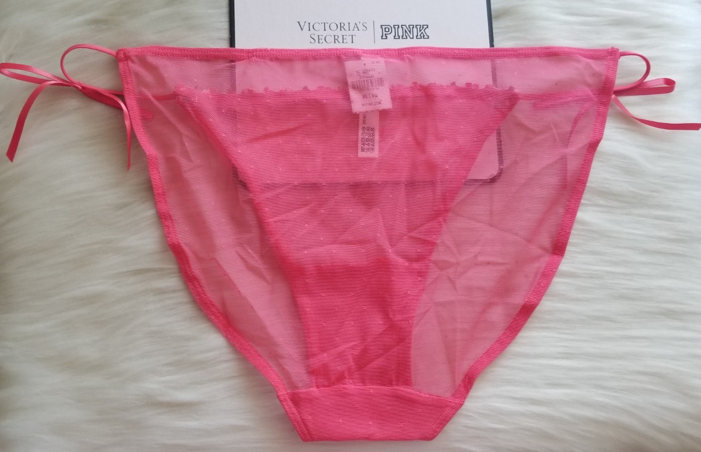 VICTORIA’S SECRET PINK WINK STRING BIKINI PANTY HIBISCUS EMBROIDERY XL PINK