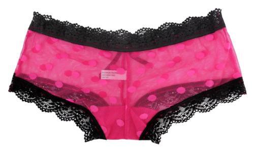 Women’s Lace Trimmed Sexy Lingerie Polkadot Two Tone Pink Boyshorts