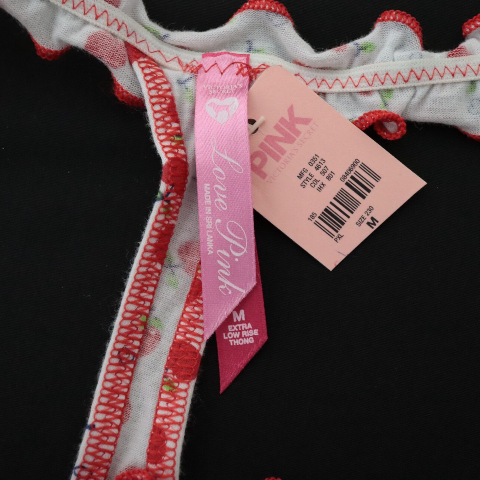 NEW Victoria’s Secret VTG PINK Cotton Rare V-String Ruffle Thong Panty MEDIUM