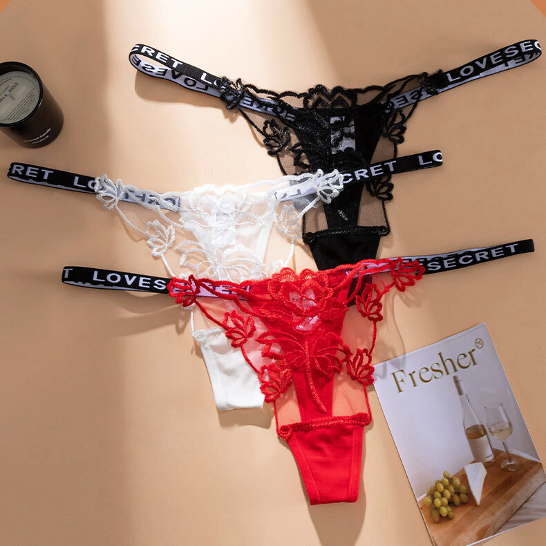 3 Pack Lot Sexy Womens Lace Sheer Panties Thongs G string Underwear Lingeries