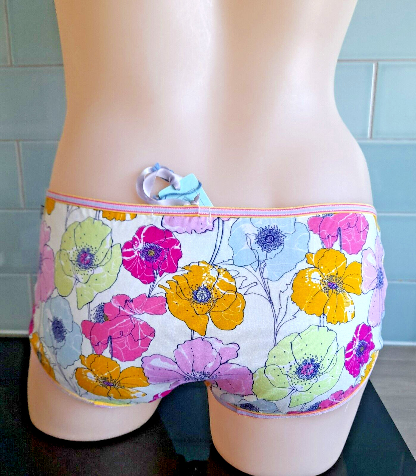 Antonia Ghazlan Pink/Blue/Green/Yellow Floral Printed Cotton Briefs
