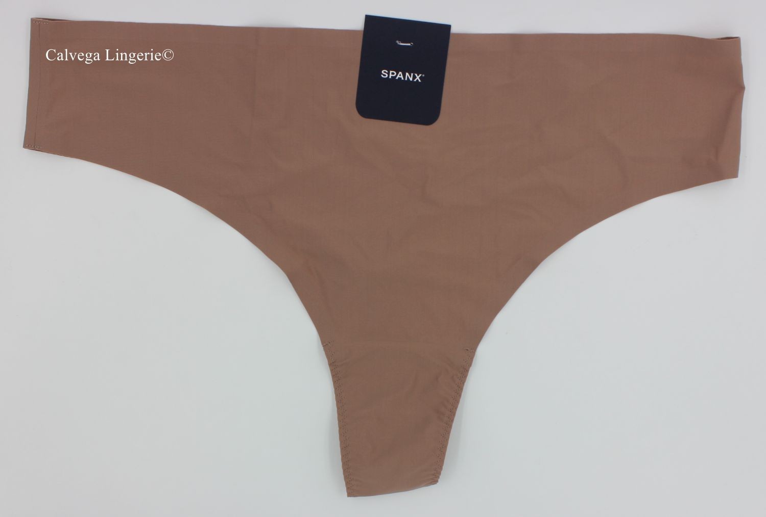 NWT Spanx 40173R “Fit-To-You” Nylon Laser Cut Microfiber Thong, Light Brown