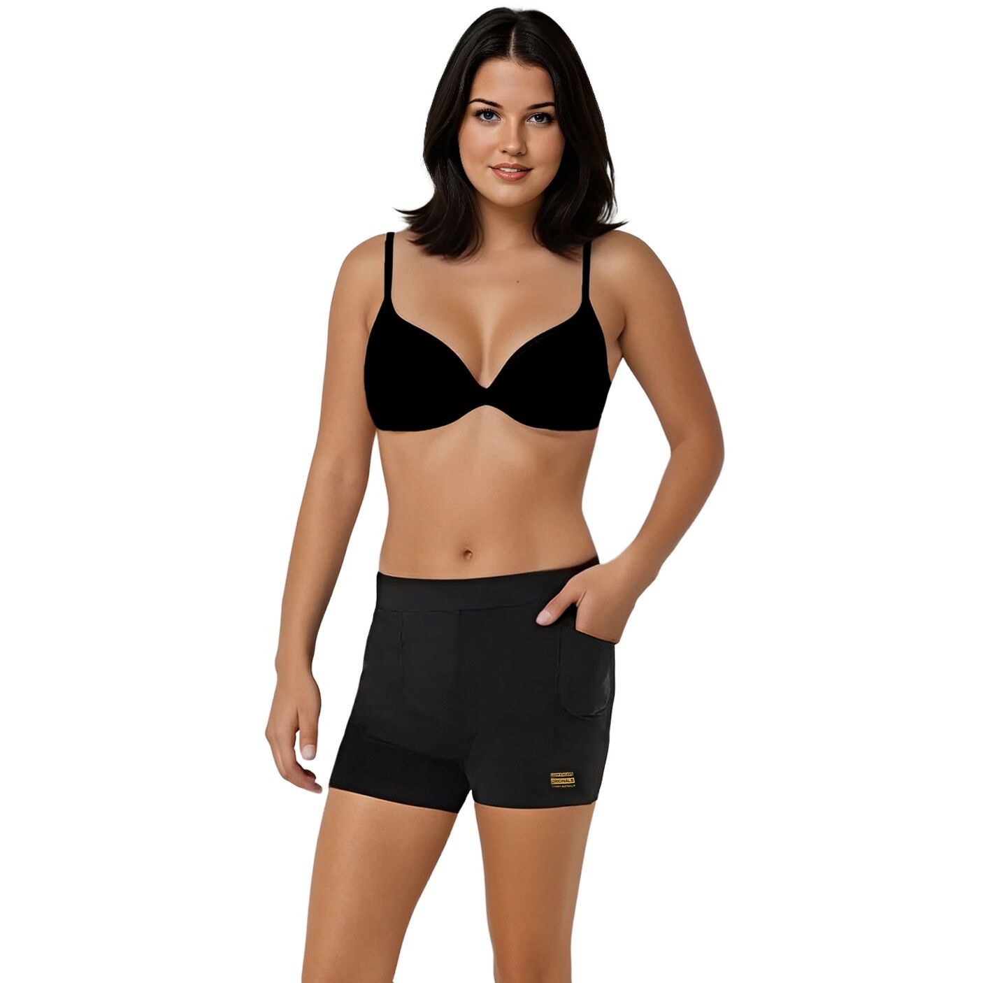 Women’s Pocket-Pro Boxer Briefs with Side Pockets Black – Sydney Stock