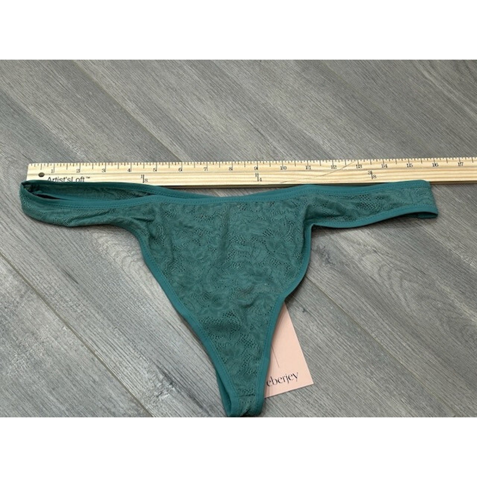 Eberjey Womens Soft Stretch Thong Panty Mid Rise Elastic Trim Agave Size XL NWT