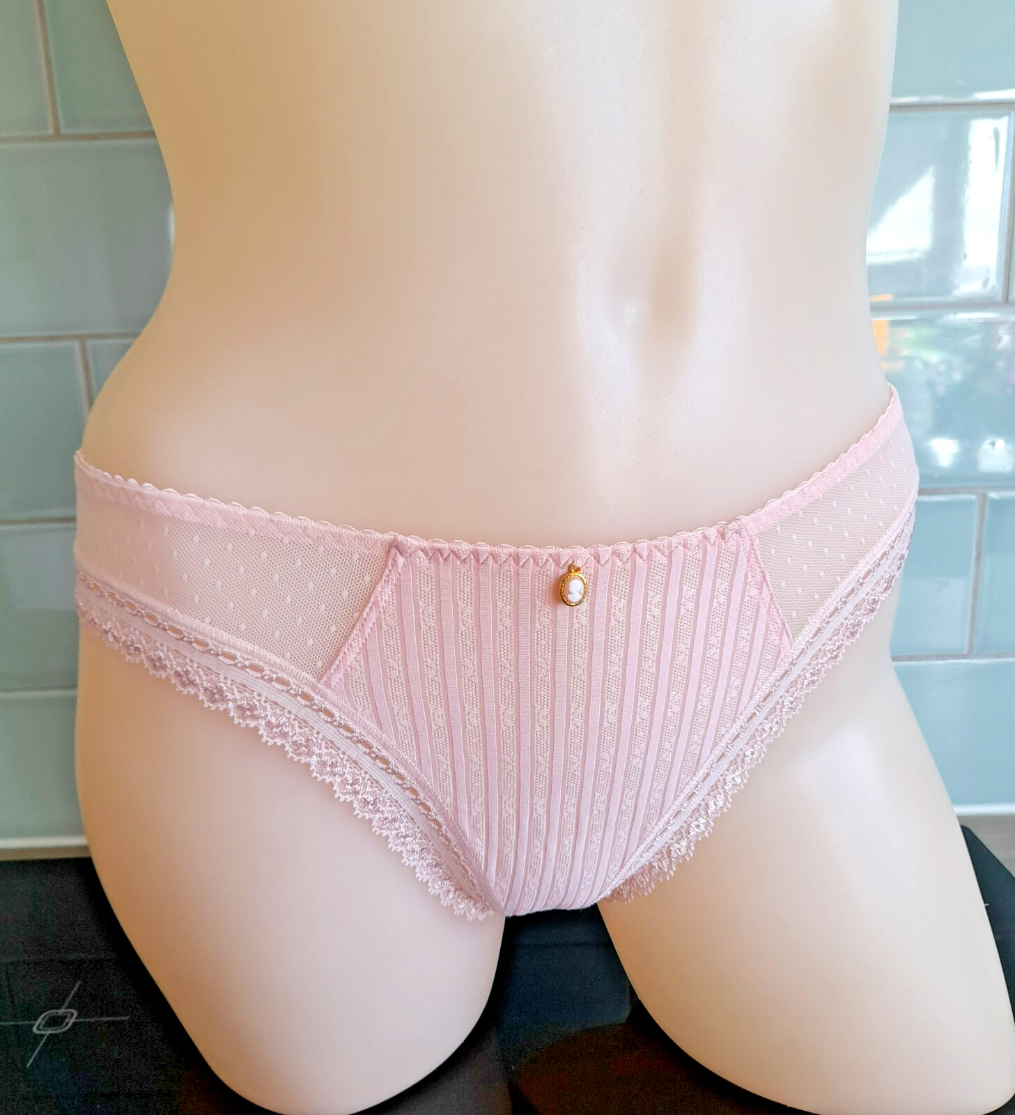 Mey Rose CAMEO Stripe and Lace Thongboy
