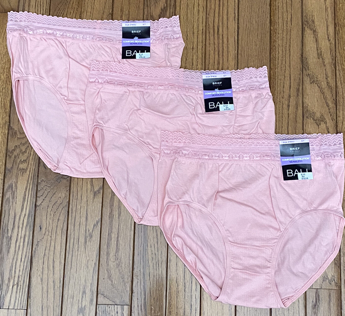 New BALI 3-PACK Women’s Comfort Revolution Lace Waist Brief Panties Sz 6 / 7