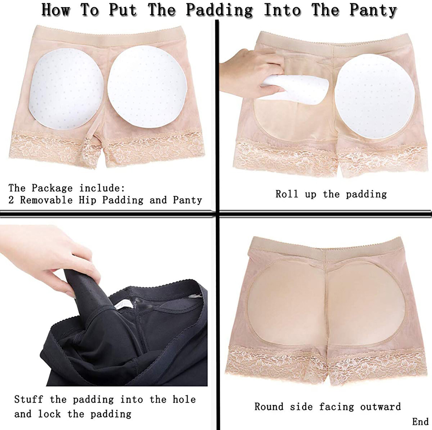 Women Padded Butt Lift Hip Enhancer Underwear Booty Shorts Shaper Tummy Control