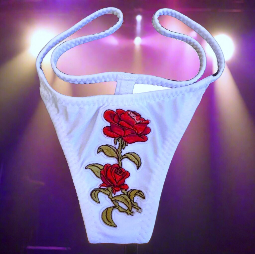 White Red Rose Thong