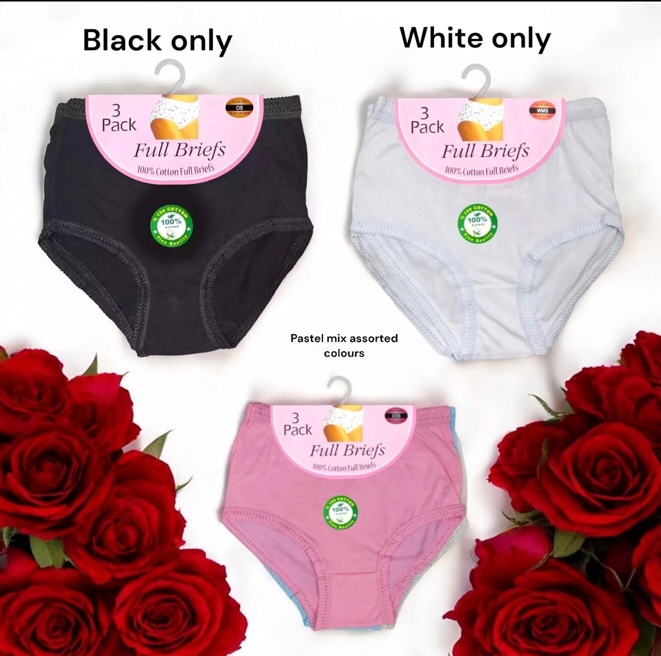 6/12 Pack Ladies Briefs Maxi, 100% Cotton Full Comfort Fit Underwear Size 10-24