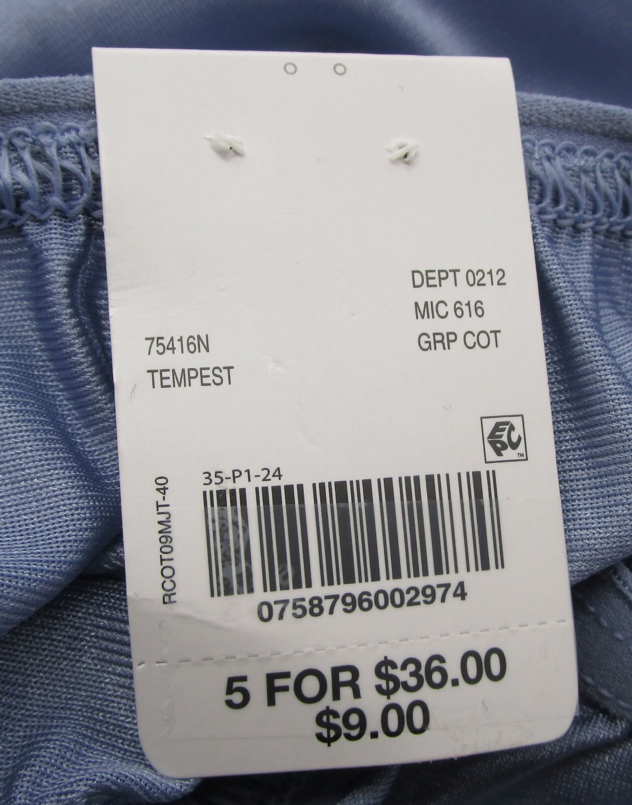 COTILLION~12~75416N~Tempest Blue High Waist Tailored Knit Brief Panty