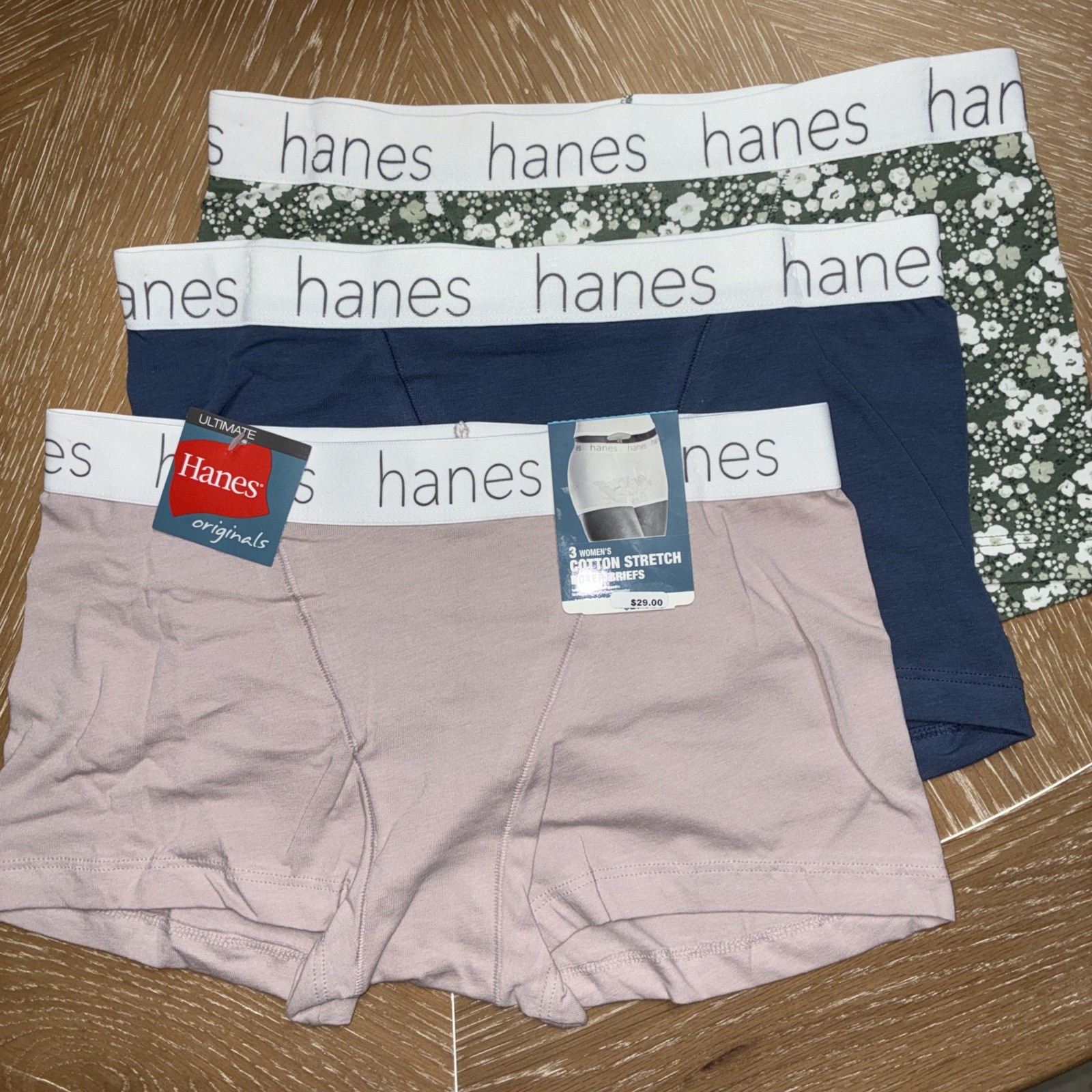 Hanes Ultimate 3 Pack Cotton Stretch Women’s Boxer Briefs Underwear Size Large