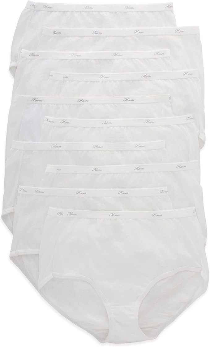 Hanes Womens Underwear 10-Pack, Cotton Brief Panties, Moisture-Wicking Underwear