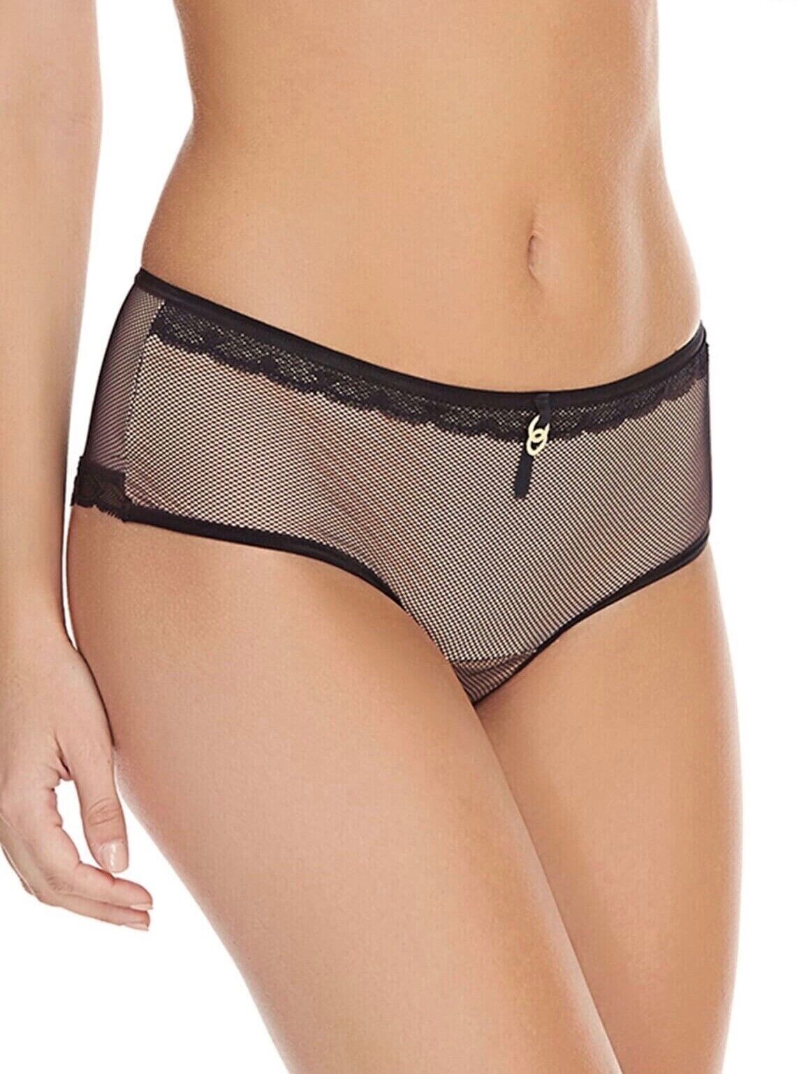 Freya Idol Allure Short Brief Black Nude Size XS 8 10 Fishnet Knickers 1806 New