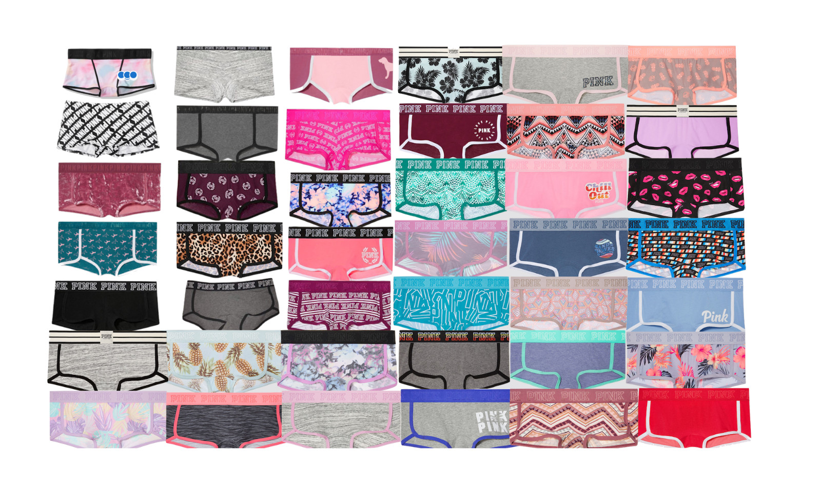 Victoria’s Secret PINK Variety Mixed Logo Boyshort Panty Underwear, Pack of 3
