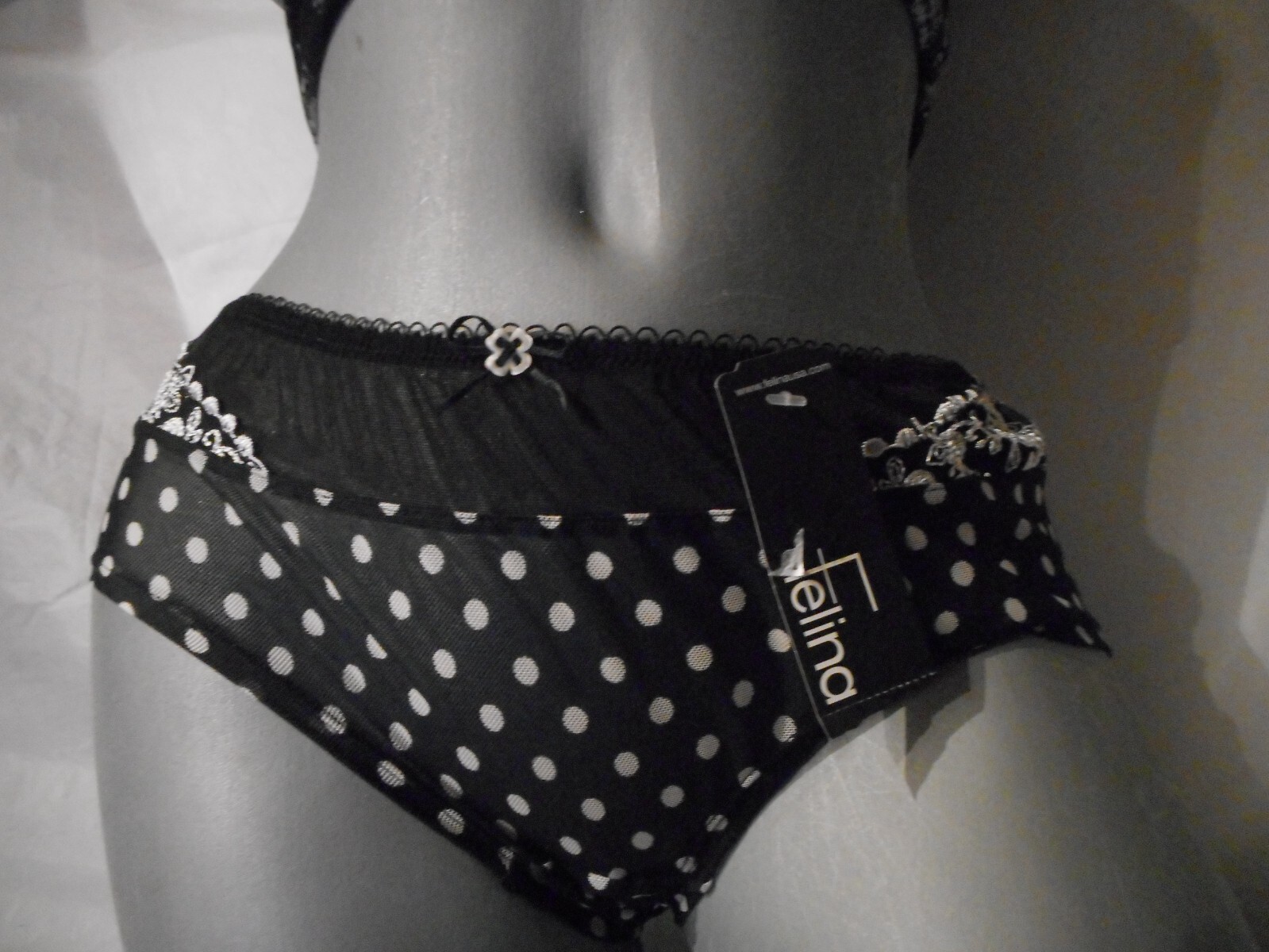 Felina’s Black Pol KA Dot Hipsters Panty Medium & Extra Large