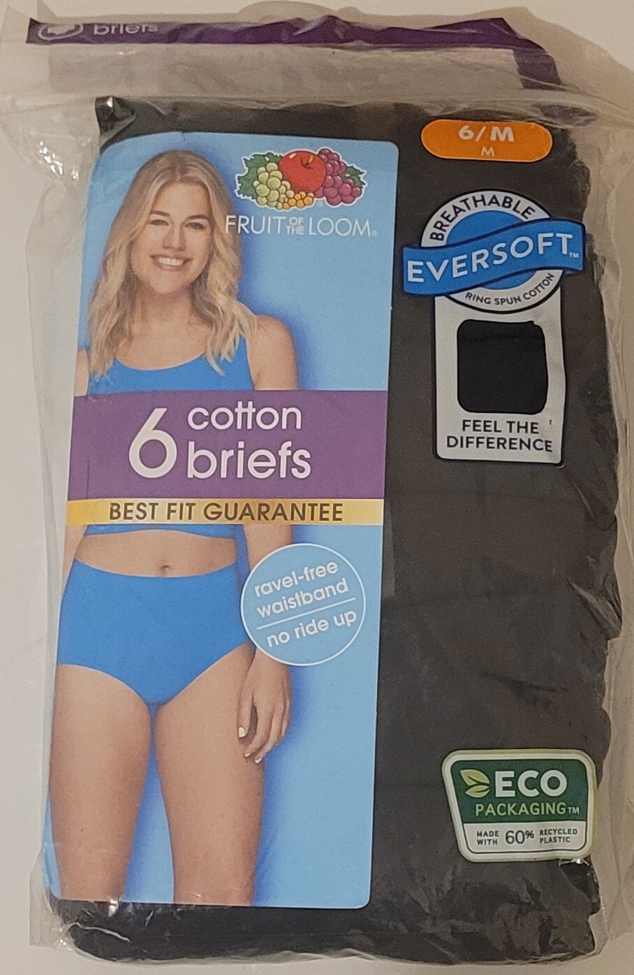 Fruit of the Loom 6 Cotton Briefs size 6/M – Best Fit Guarantee