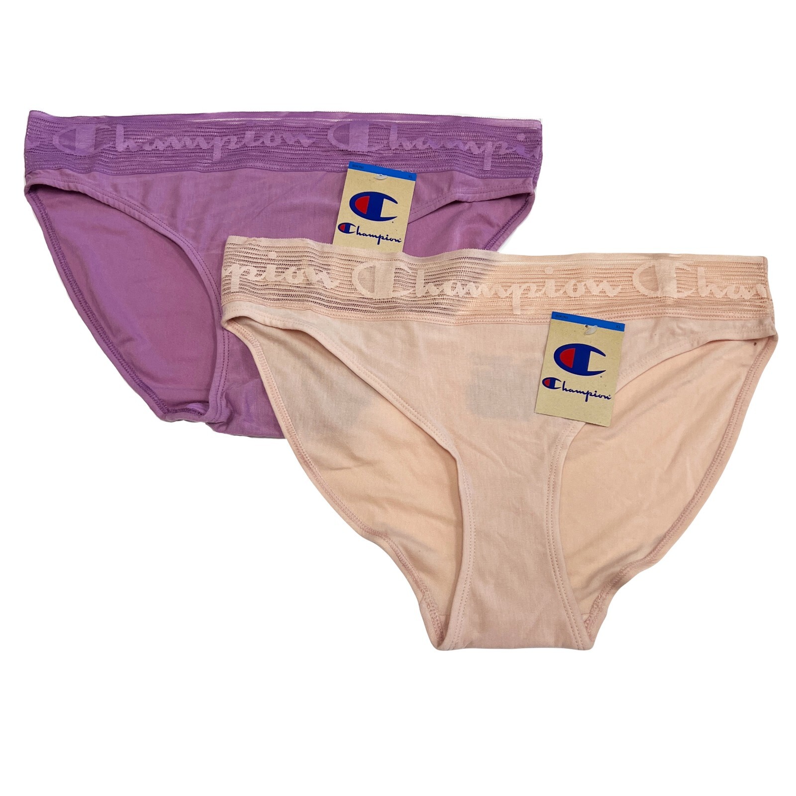 2 CHAMPION Women’s Wide Lace Logo Waistband Bikini Panty XL NEW 2 PACK