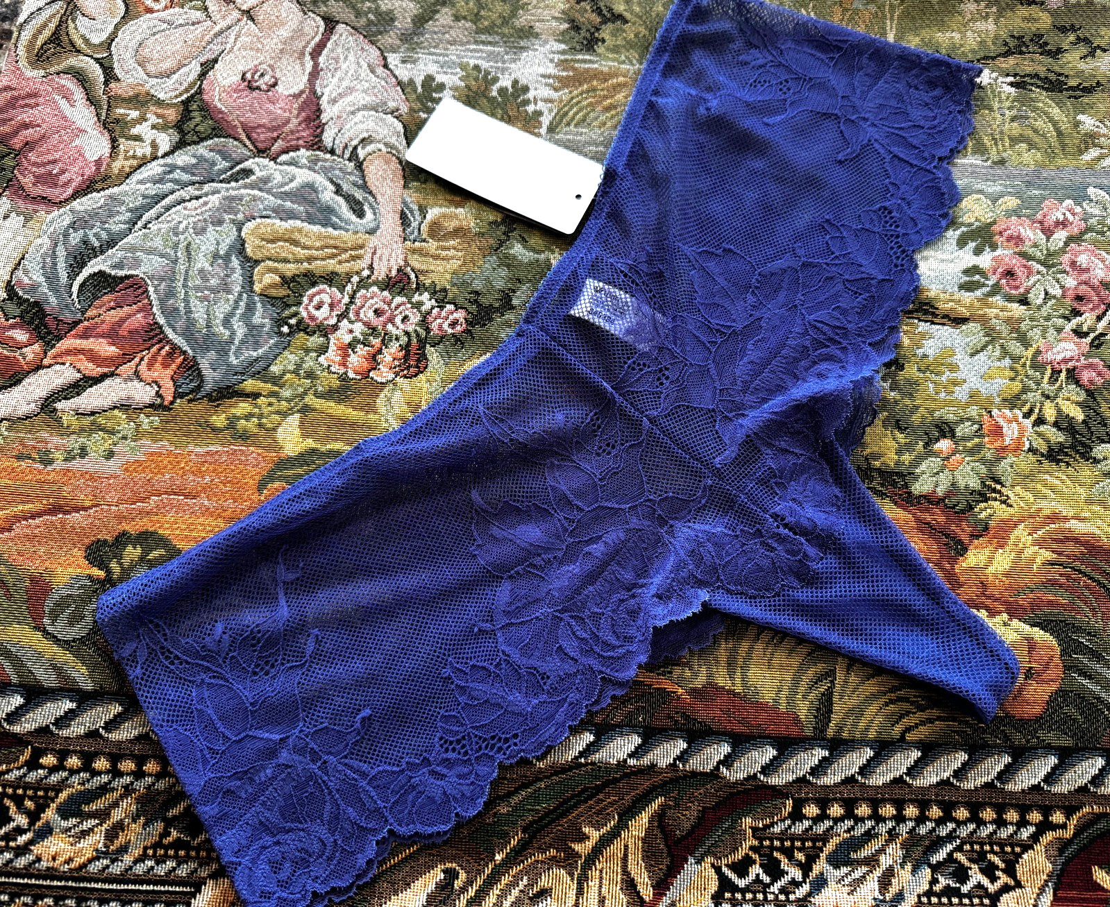 WACOAL 845384 ~ SKIPPER BLUE ~ VIVID ATTRACTION TANGA PANTIES ~ SIZE LARGE