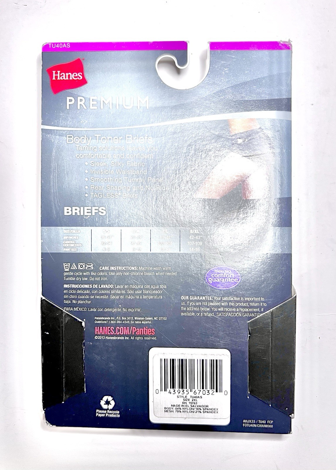 NEW 2 Hanes Women’s Briefs Premium Body Toner Shaper Sz 9/2XL