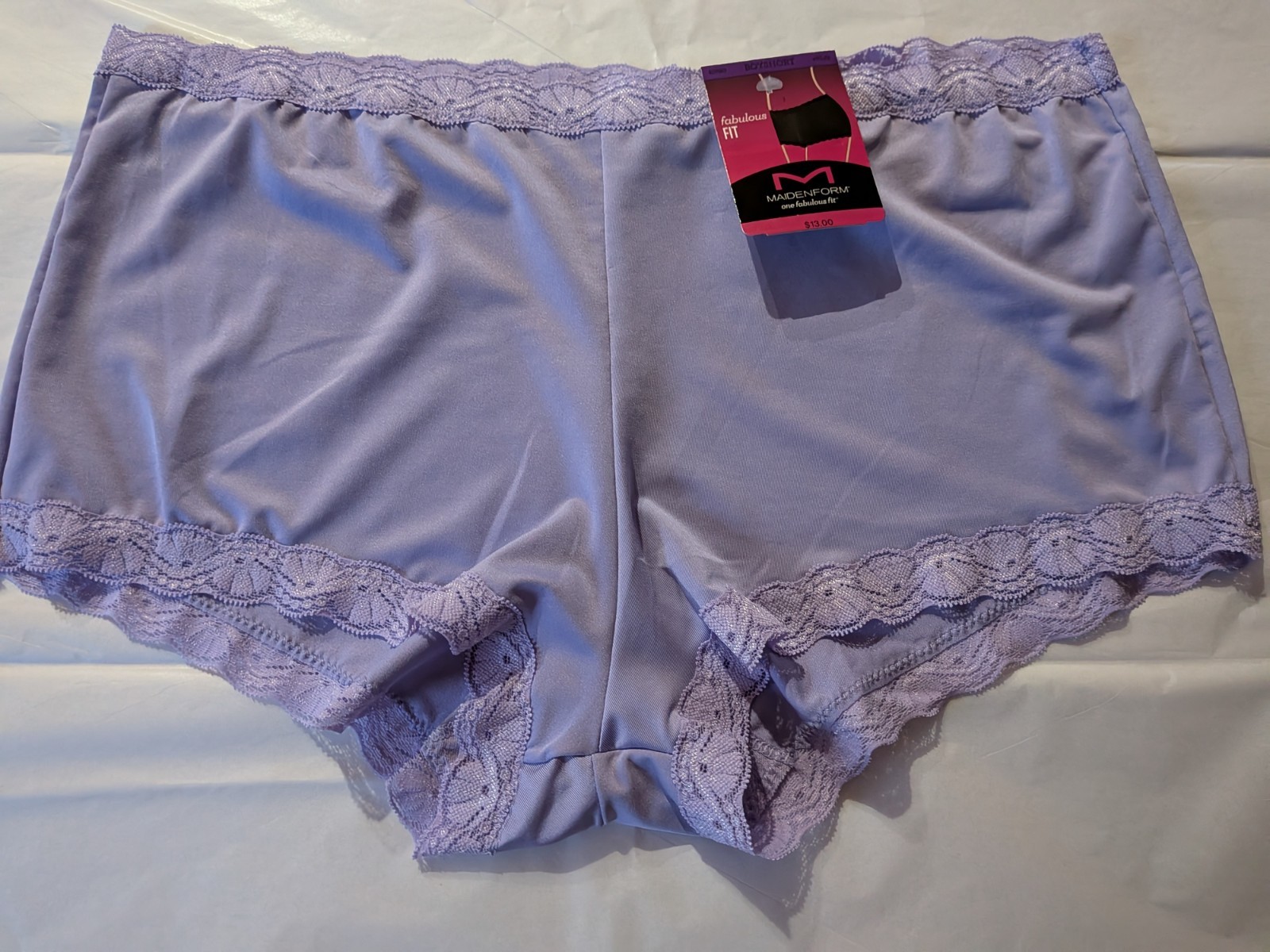 NWT Maidenform Fabulous Fit Cute Boyshorts 40760 With Lace Trim In Purple 9/2XL