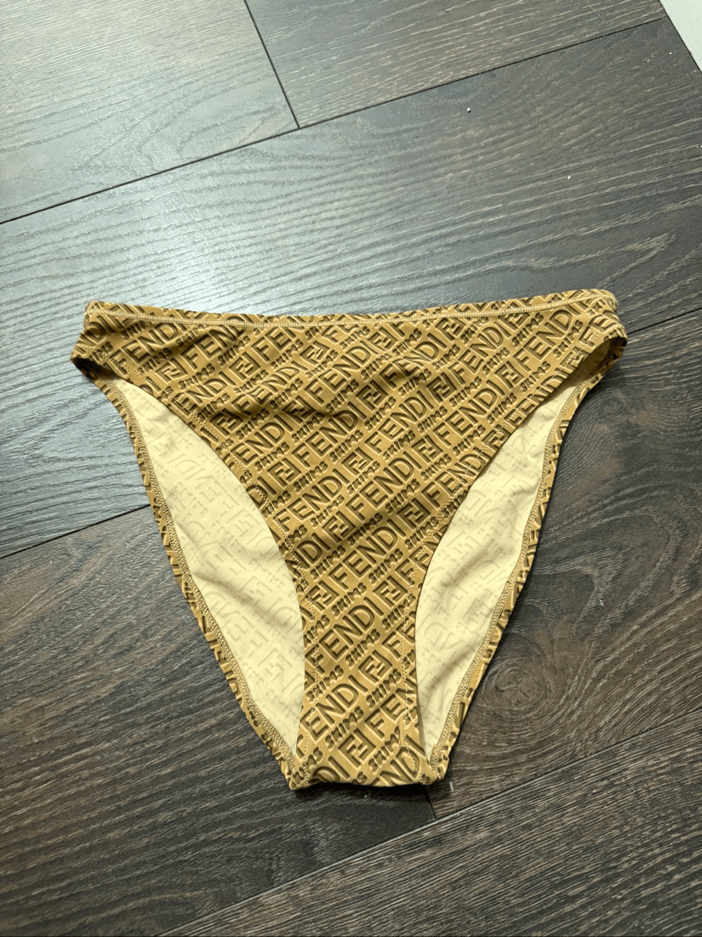 Skims x Fendi Women’s Medium Tan Logo Bikini Style New Limited Edition