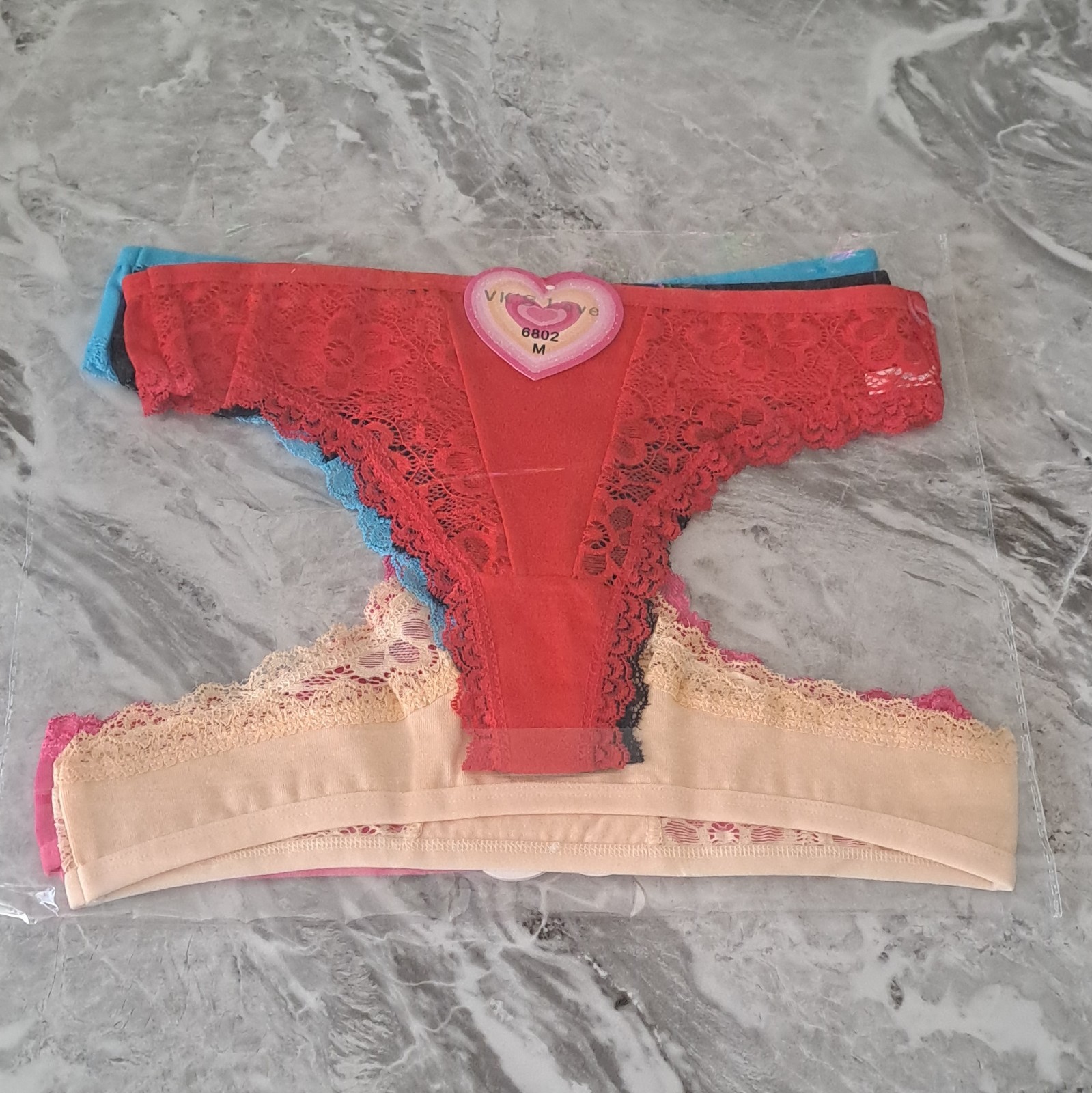 Women’s Lace Thong/String Panties 5 Pack Multicolor Size M Stretch MPN 6802