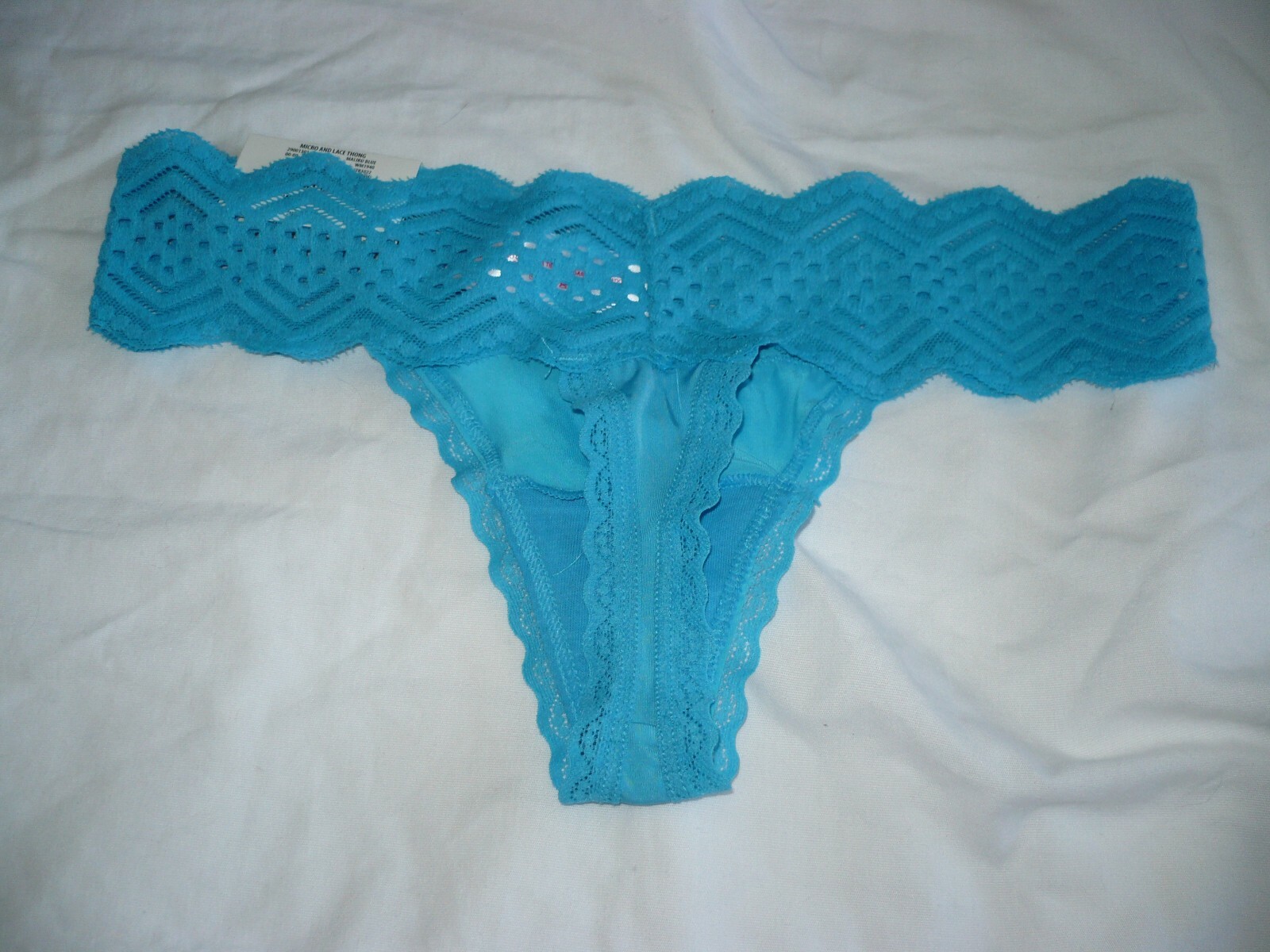 No Boundaries Women’s Micro & Lace Thongs Solid Blue Size X-Large (8) NEW