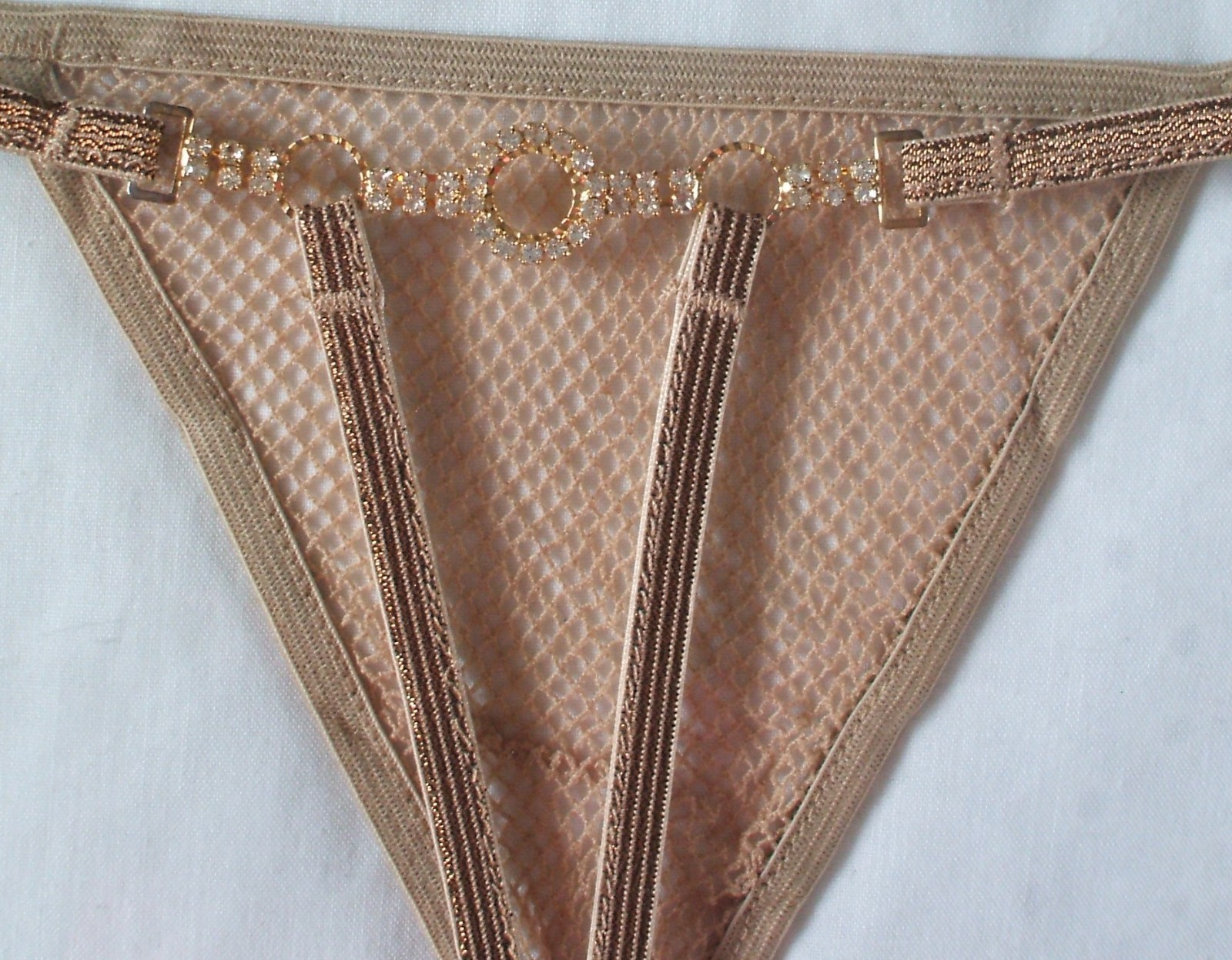 Sexy golden-beige fishnet G-String, Fantasy Lingerie, One Size – New in Pack(#2)