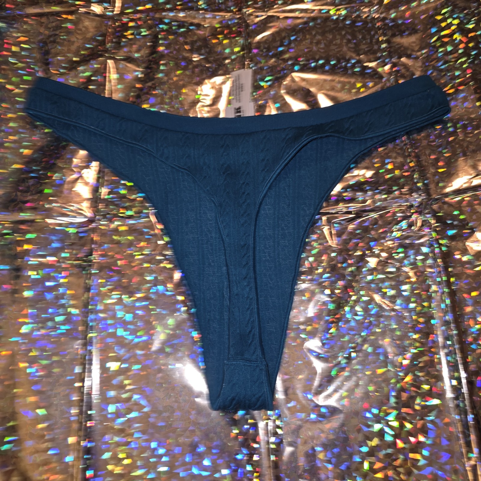 Pink By Victoria Secret Seamless Embroidered Logo Thong String Size XLARGE NWT
