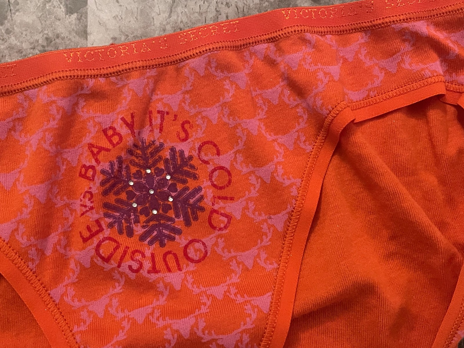 VICTORIA’S SECRET XL REINDEER SNOWFLAKE 100% COTTON VINTAGE RARE BIKINI PANTIES