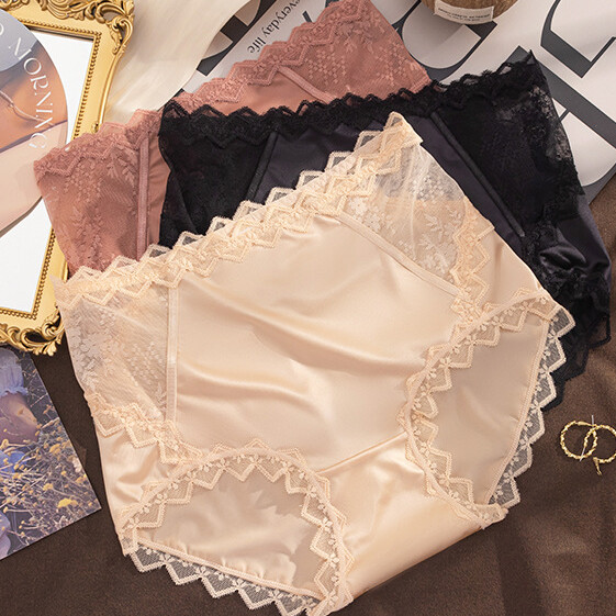 Lot 6 Pcs Sexy Womens Satin Panites Briefs Sheer Lace Trim Lingeries Uderwear