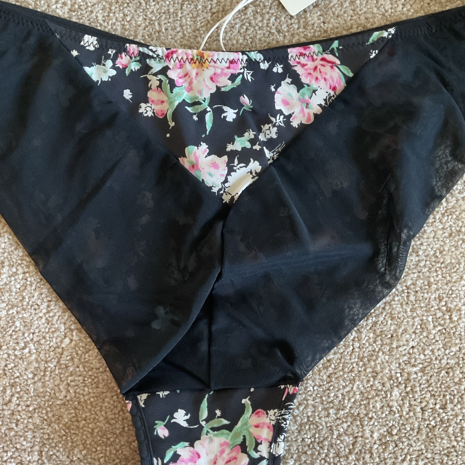 M&S Size 14 X Ghost Pretty Miami Brazilian Knickers Black Mix Pink Floral Soft