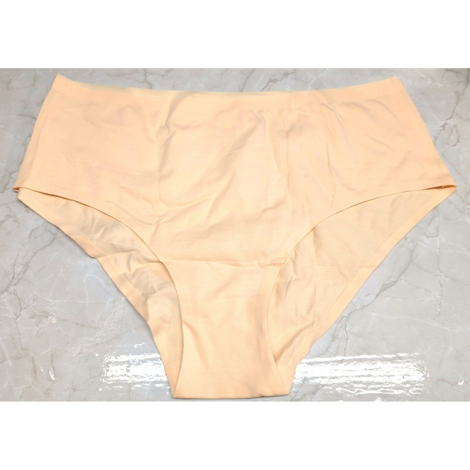 New Seamless Cotton Blend Brief Panties Womens Plus Size XL Peach Nude Laser Cut
