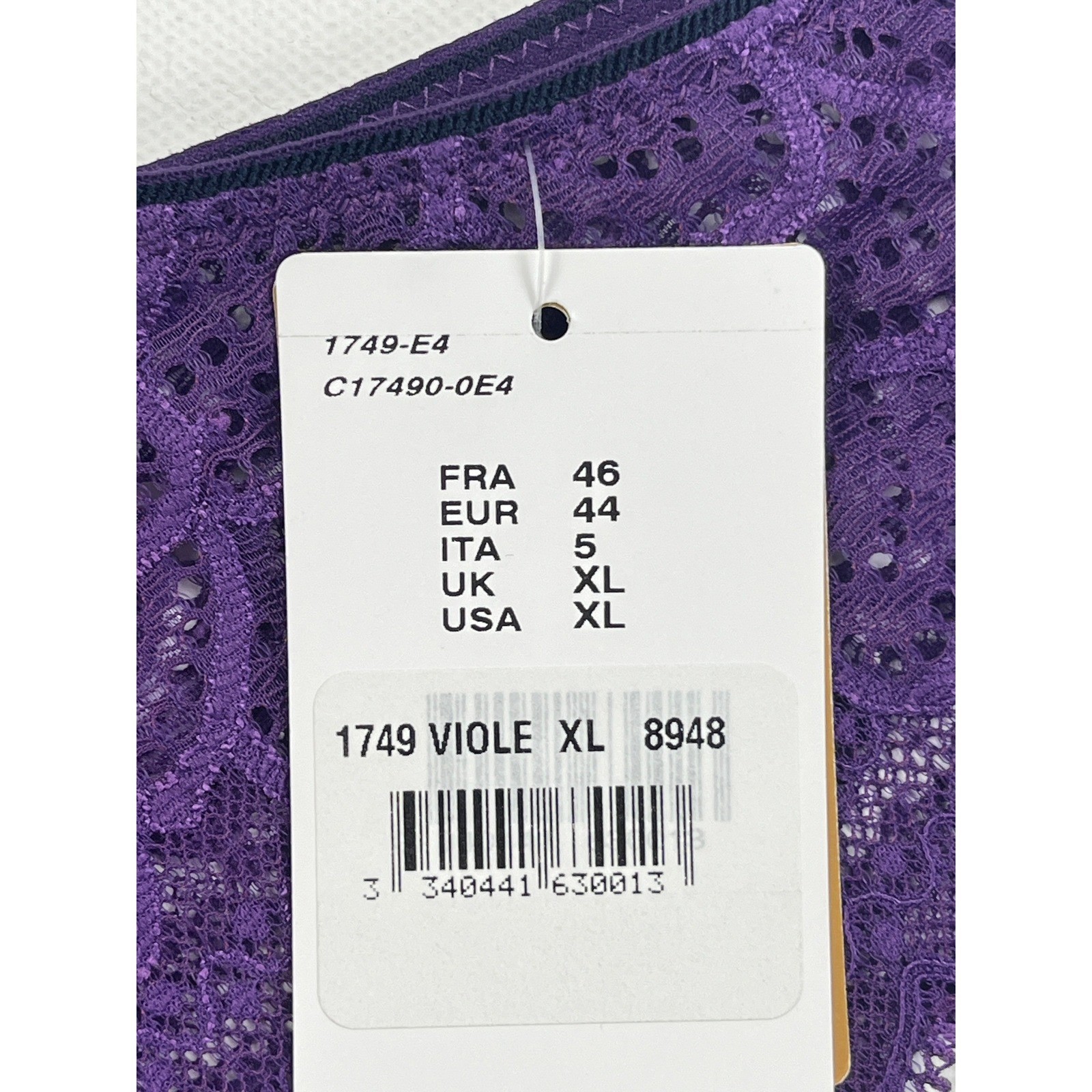Chantelle Purple Floral Lace Thong Panty 1749-E4 VIOLE Womens Size XL NWT
