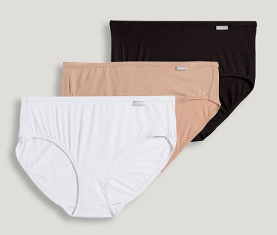 New Jockey Women’s sz 9 Hipster Underwear Supersoft Comfy 3 Pack Black White Tan