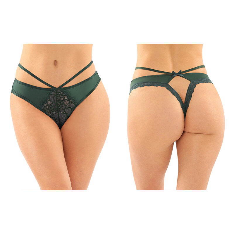 Fantasy Lingerie Kalina Strappy Microfiber & Lace Thong Back Cutout 6-Pack Green